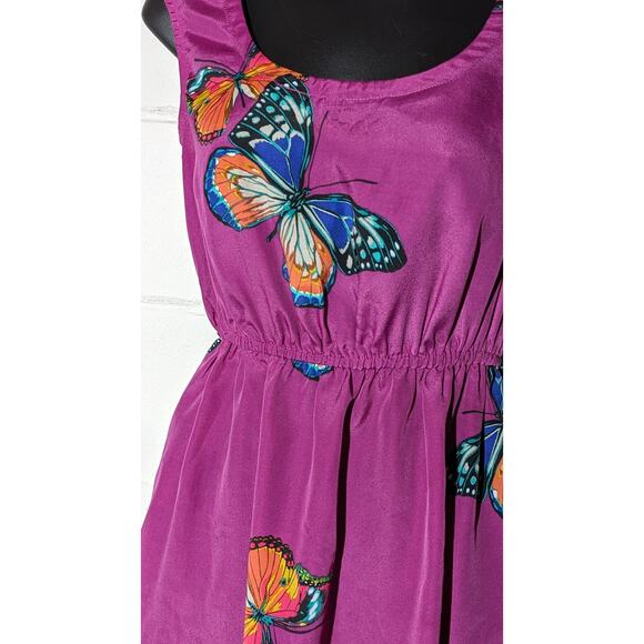 Xhilaration Purple Butterfly Print Dress Sleeveless Crisscross Back A-Line Small - Picture 2 of 5